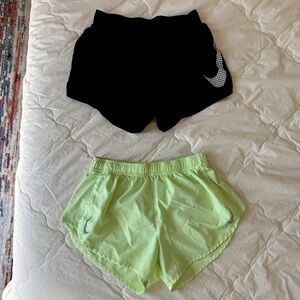 Nike Athletic Shorts Black and Green Performance Fit